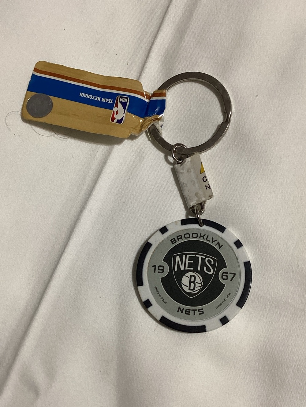 NBA Brooklyn Nets Poker Chip Keychain - Black, White & Gray